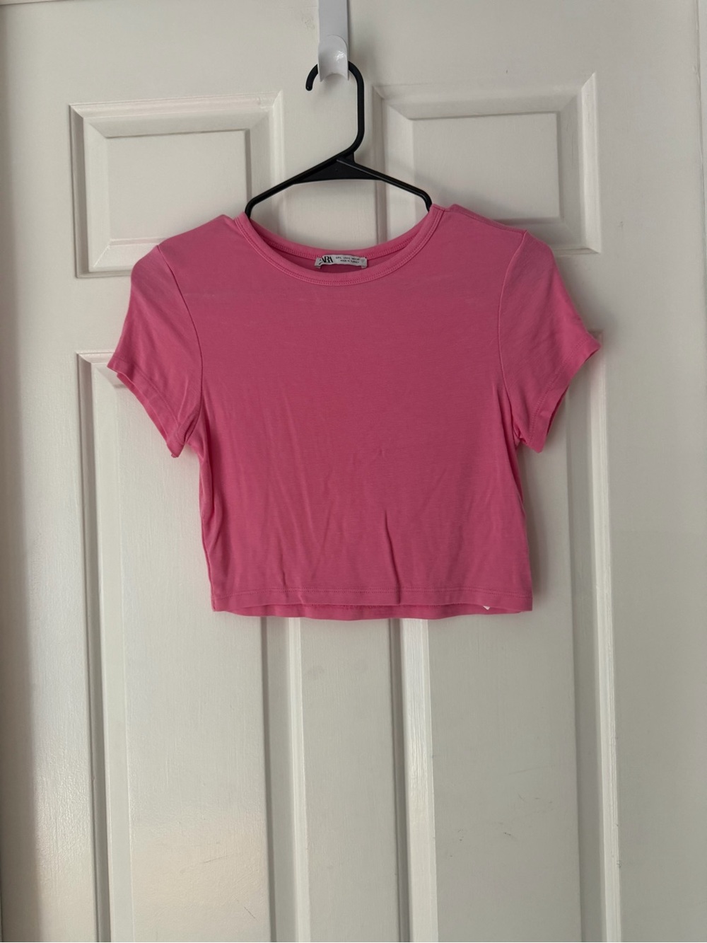Zara Pink Short Sleeve Crop Top